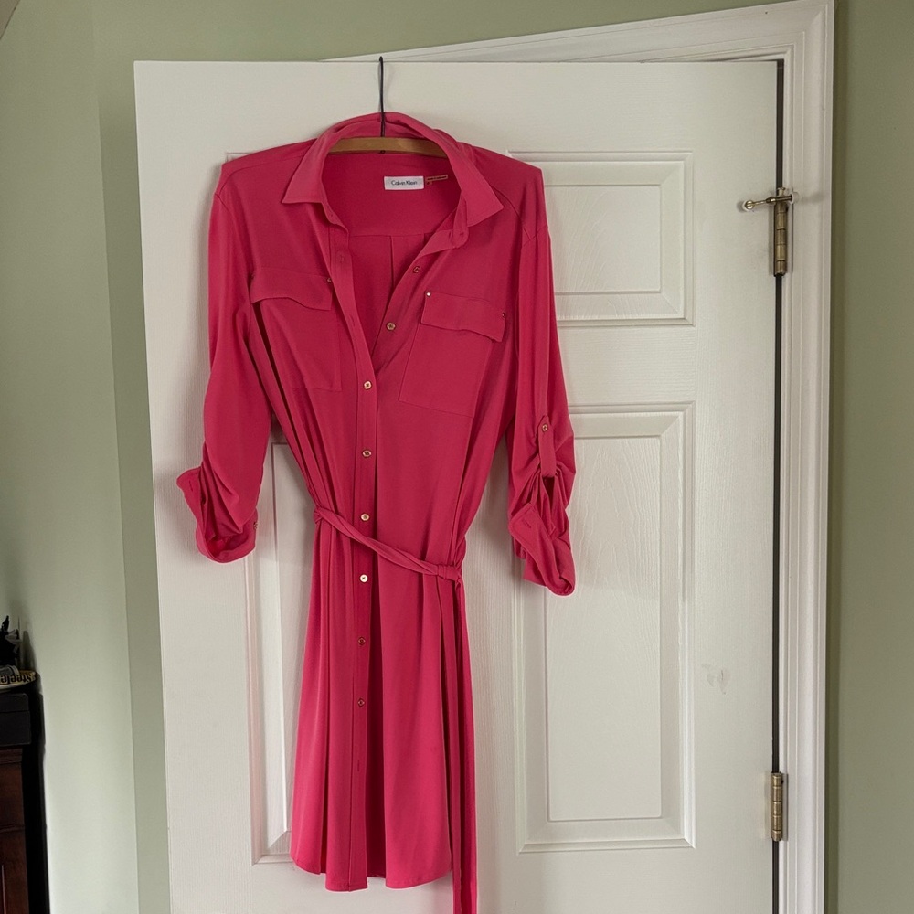 Calvin Klein Fuchsia Long Sleeve Dress